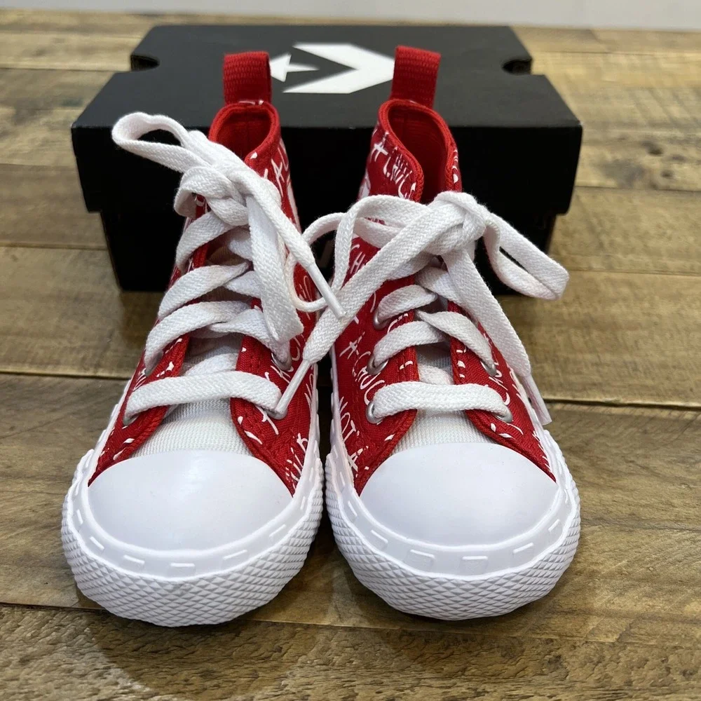 CONVERSE High Top Not A Chuck Red/White Canvas  A05339F Size 5 Infant